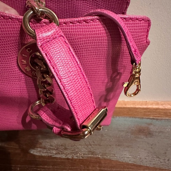 Vintage Michael Kors evening bag fuchsia handbag mini small clutch gold chain - Picture 6 of 9